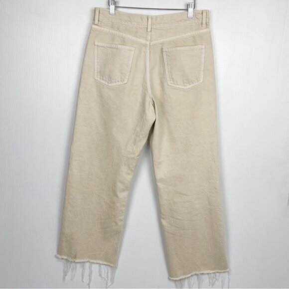 Zara The 90s Full Length ivory Jeans 10 - Picture 3 of 5